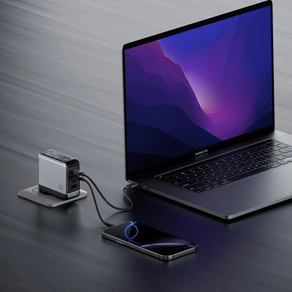 Incarcator Retea Cu Cablu USB-C Cuktech AD1204U Display, 120W, 6A, 1 x USB-A - 2 x USB-C, Argintiu