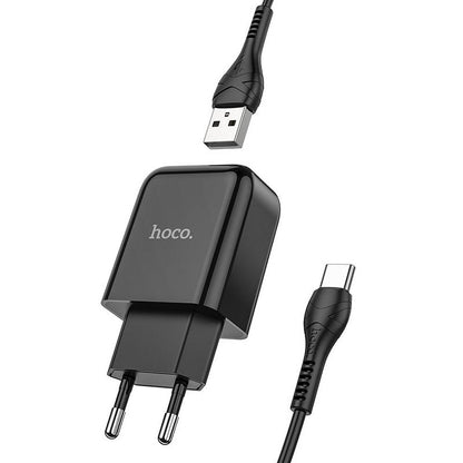 Incarcator Retea Cu Cablu USB-C HOCO N2, 10W, 2A, 1 x USB-A, Negru