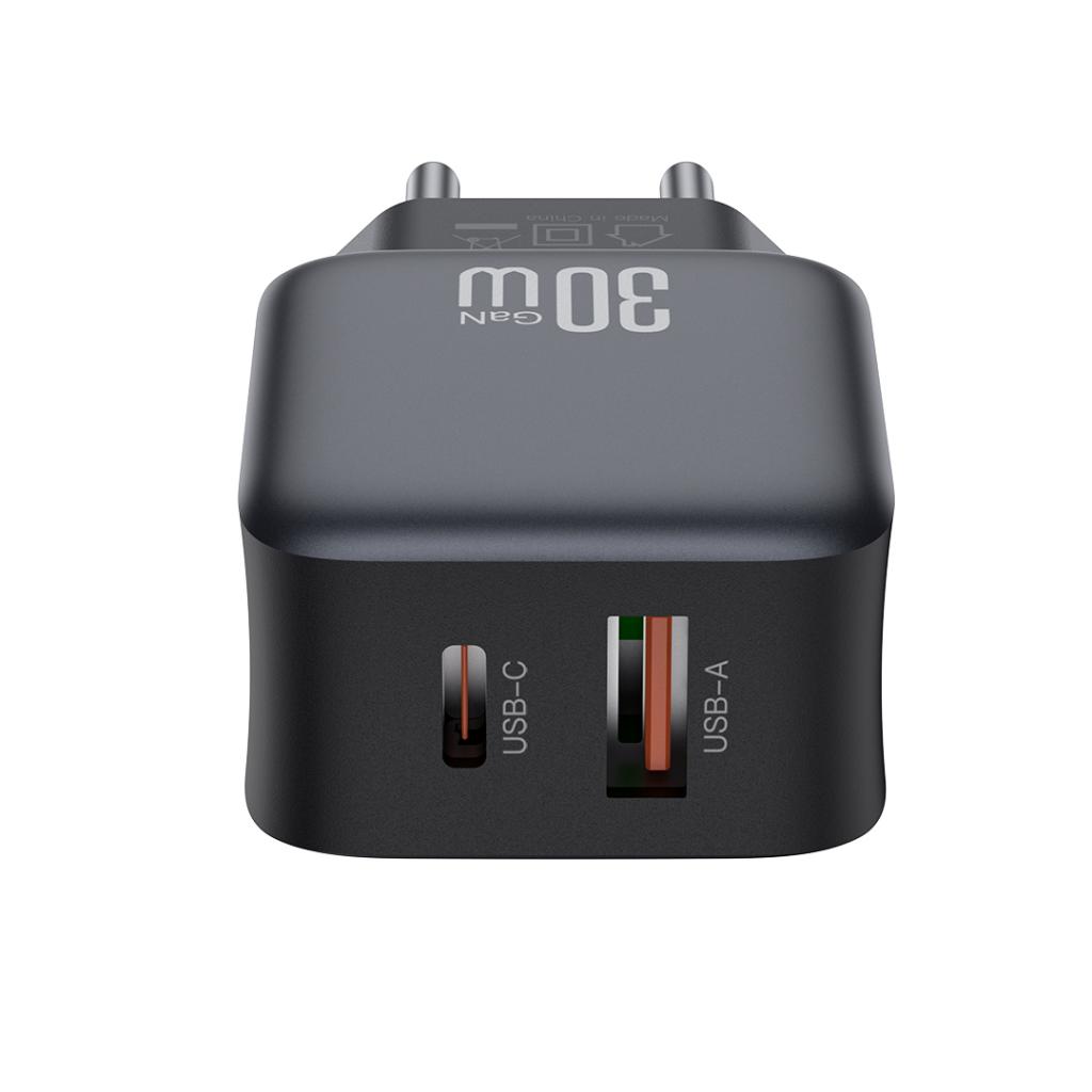 Incarcator Retea Cu Cablu USB-C XO Design L156, 30W, 3A, 1 x USB-A - 1 x USB-C, Negru