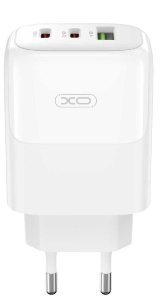 Incarcator Retea Cu Cablu USB-C XO Design L139, 65W, 4.5A, 1 x USB-A - 2 x USB-C, Alb