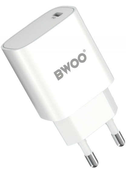 Incarcator Retea Cu Cablu Lightning BWOO CDA159, 20W, 3A, 1 x USB-C, Alb