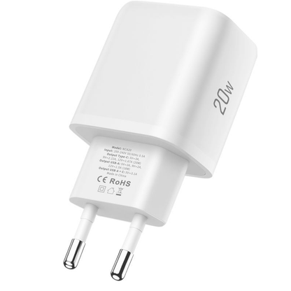 Incarcator Retea Cu Cablu USB-C Tech-Protect NCA20, 20W, 3A, 1 x USB-A - 1 x USB-C, Alb