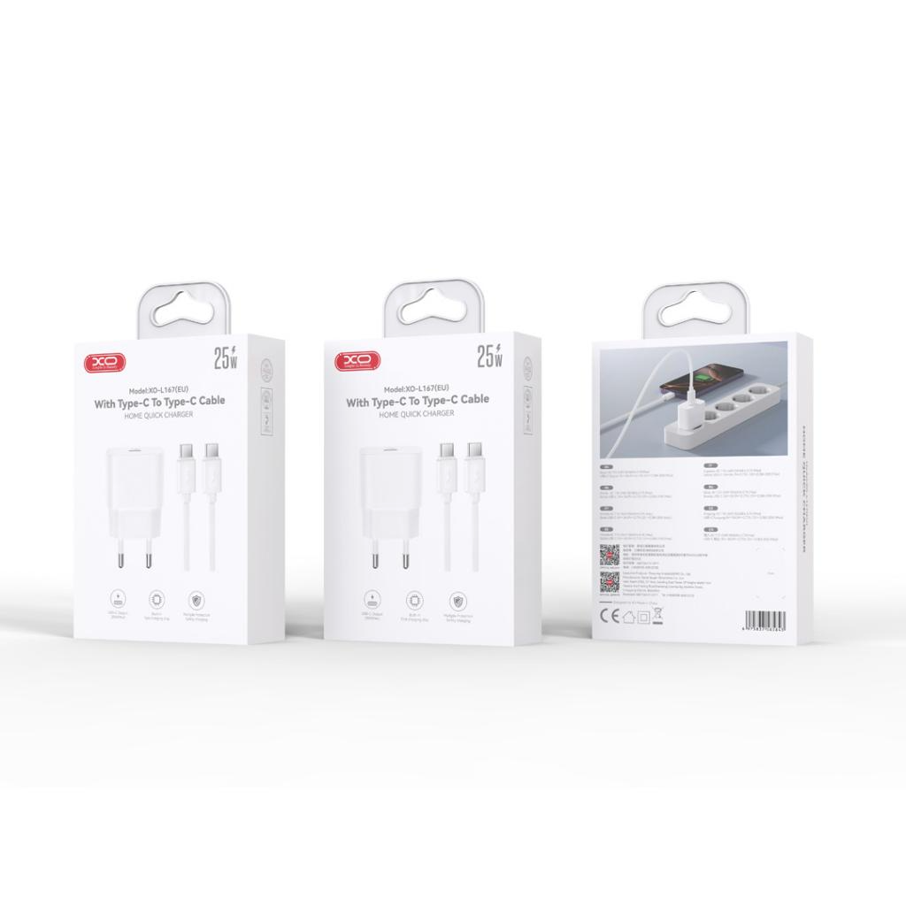 Incarcator Retea Cu Cablu USB-C XO Design L167, 25W, 3A, 1 x USB-C, Alb