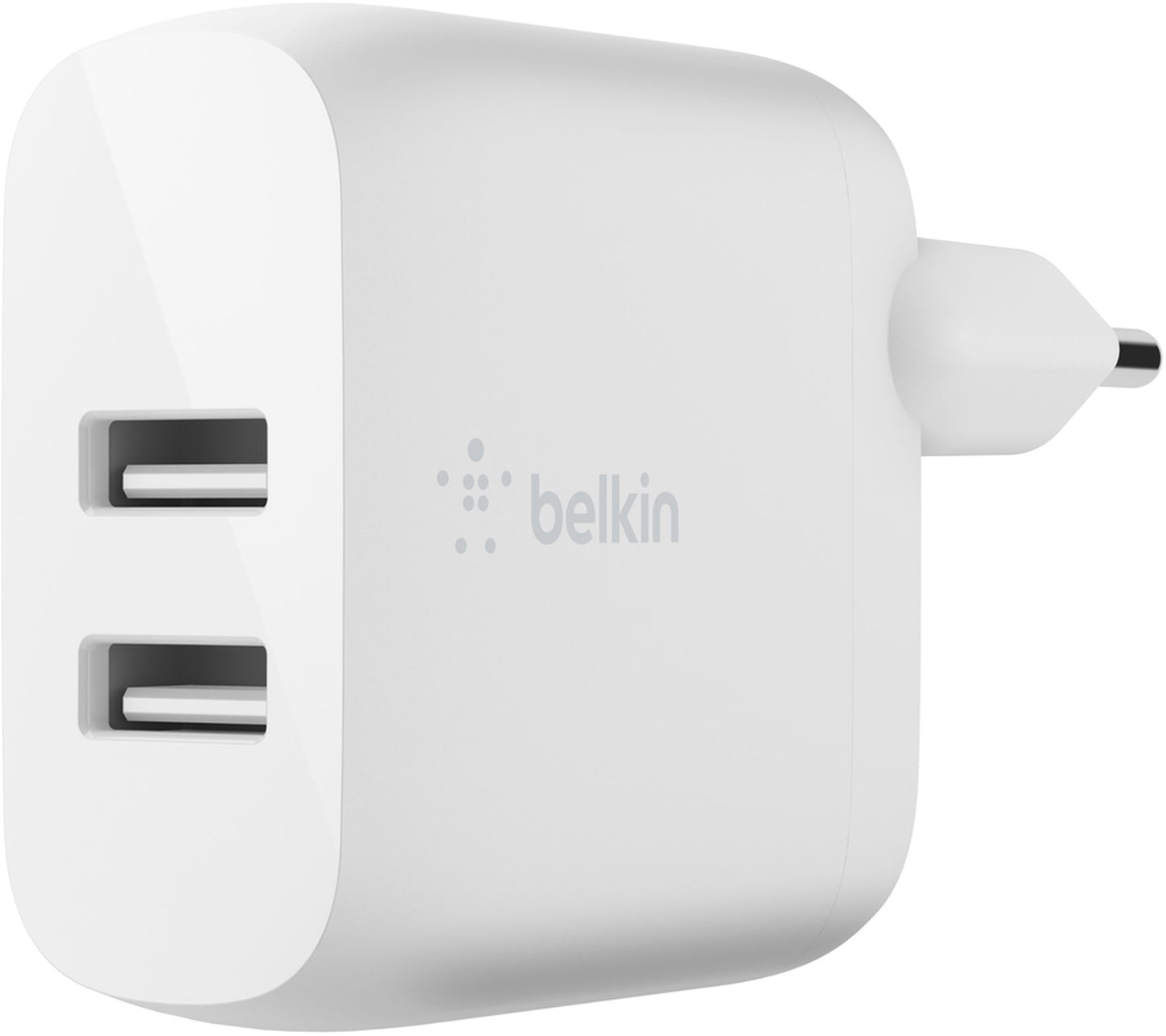 Incarcator Retea Cu Cablu USB-C Belkin BoostCharge Dual, 24W, 2.4A, 2 x USB-A, Alb WCE001vf1MWH
