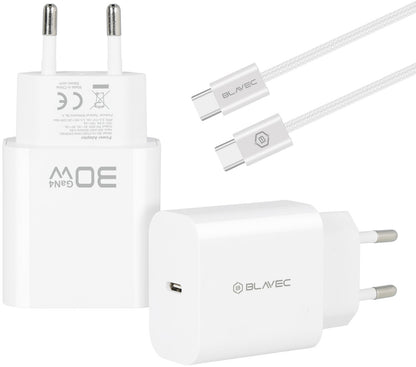Incarcator Retea Cu Cablu USB-C Blavec BC-14, 30W, 3A, 1 x USB-C, Alb