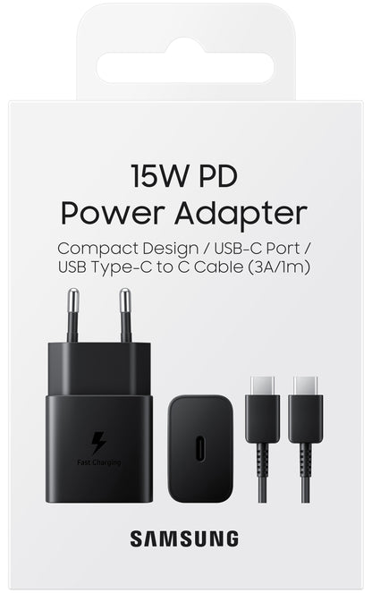Incarcator Retea cu Cablu USB-C Samsung, 15W, 2A, 1 x USB-C, Negru EP-T1510XBEGEU