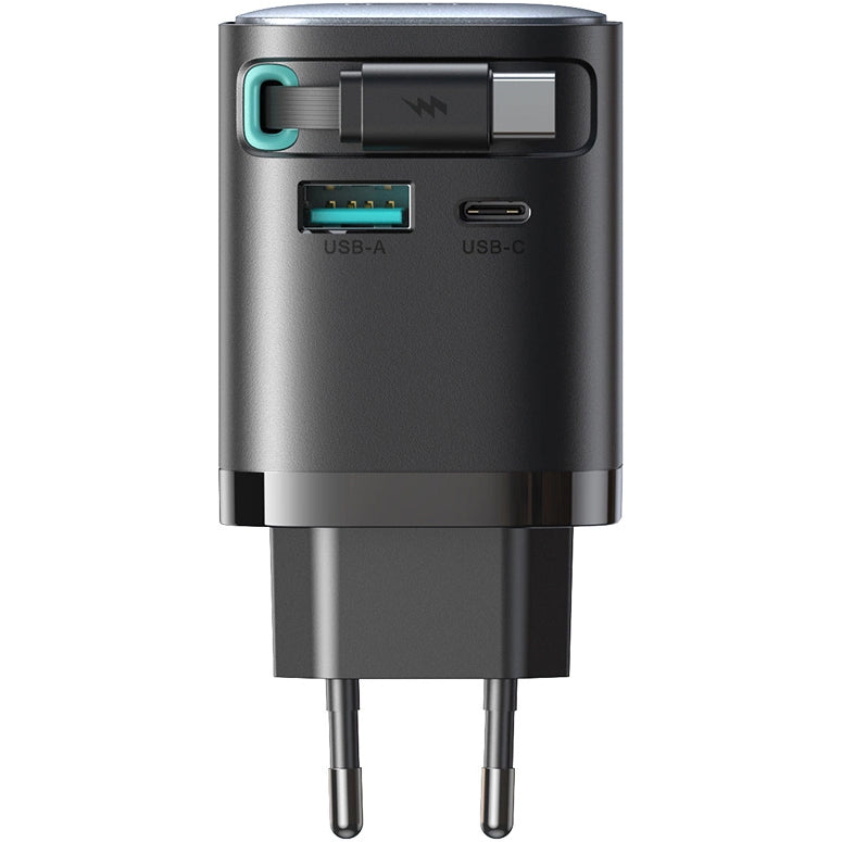 Incarcator Retea Cu Cablu USB-C Joyroom JR-TCL02, 65W, 3A, 1 x USB-A - 1 x USB-C, Negru
