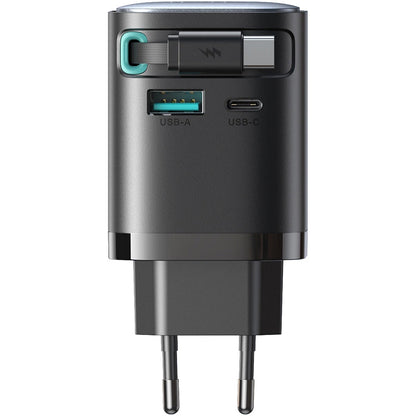 Incarcator Retea Cu Cablu USB-C Joyroom JR-TCL02, 65W, 3A, 1 x USB-A - 1 x USB-C, Negru