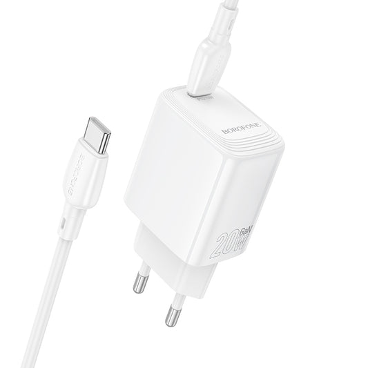 Incarcator Retea Cu Cablu USB-C Borofone BN26 Fuente, 20W, 3A, 1 x USB-C, Alb