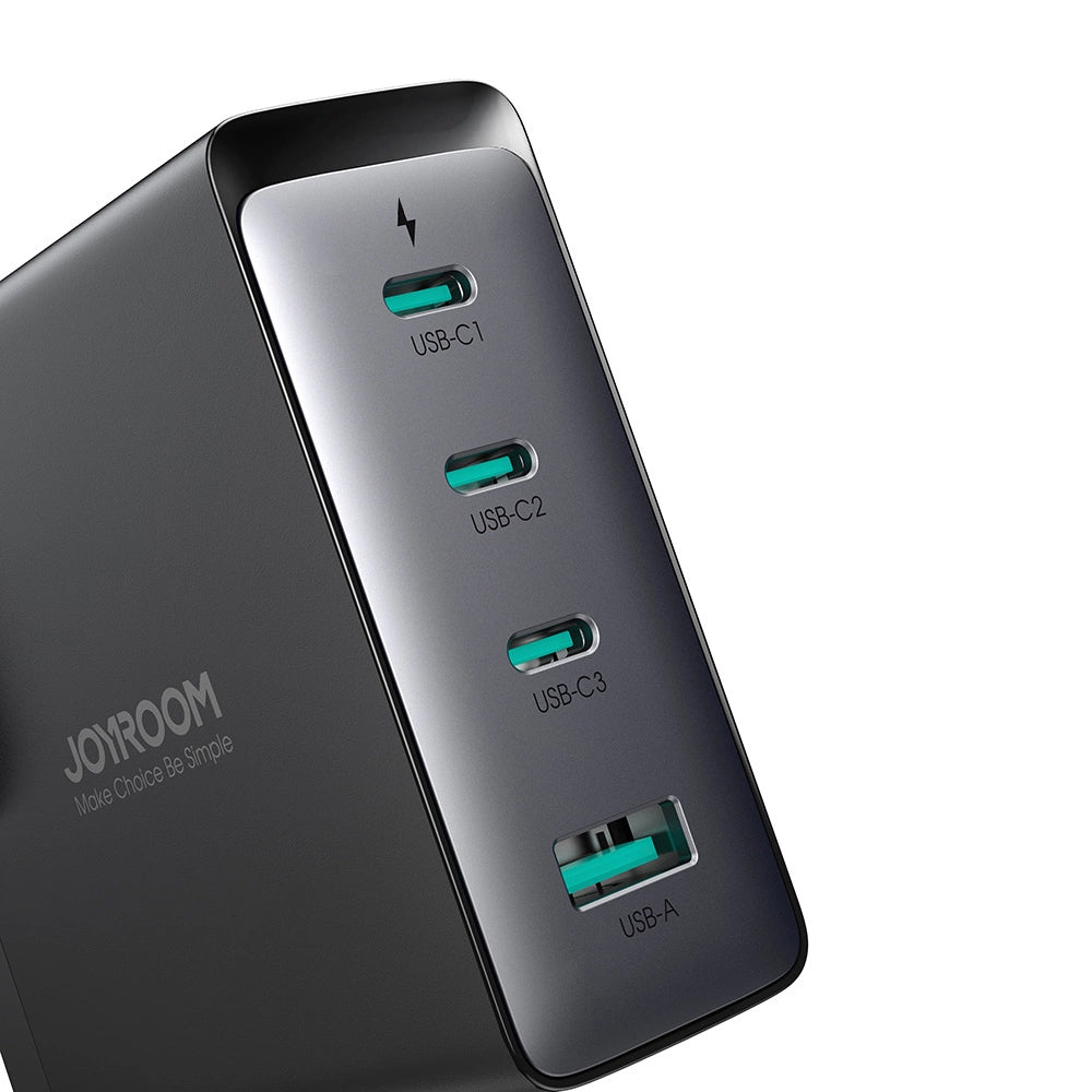 Incarcator Retea Cu Cablu USB-C Joyroom JR-TCG05UK, 140W, 5A, 1 x USB-A - 3 x USB-C, UK, Negru