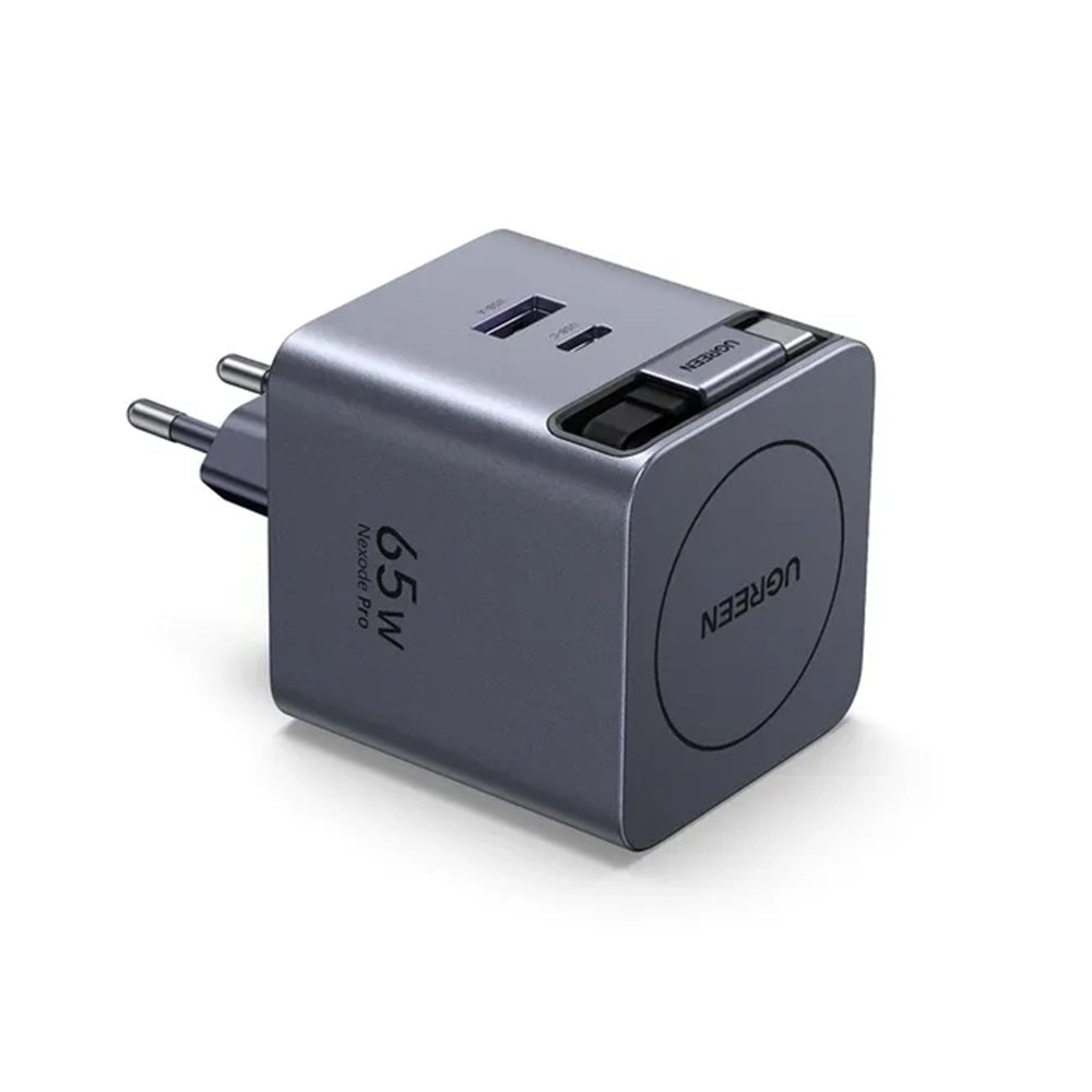 Incarcator Retea Cu Cablu USB-C UGREEN X615, 65W, 3A, 1 x USB-A - 1 x USB-C, Gri