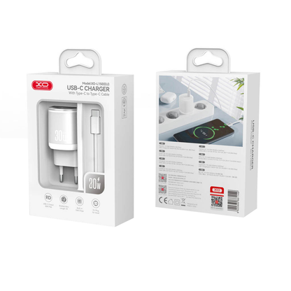 Incarcator Retea Cu Cablu USB-C XO Design L150, 30W, 3A, 1 x USB-C, Alb