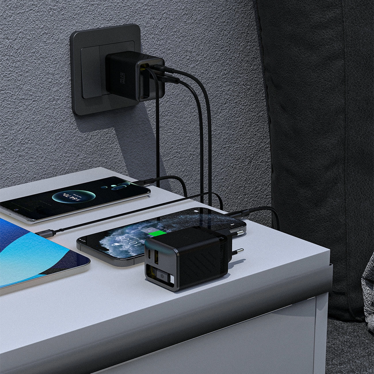 Incarcator Retea Cu Cablu USB-C Dudao A67EU, 67W, 3.35A, 1 x USB-A - 1 x USB-C, Negru