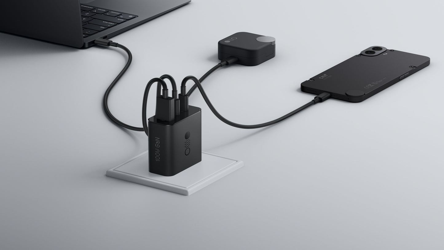 Incarcator Retea Cu Cablu USB-C CMF by Nothing C349, 100W, 5A, 1 x USB-A - 2 x USB-C, Gri A10800016