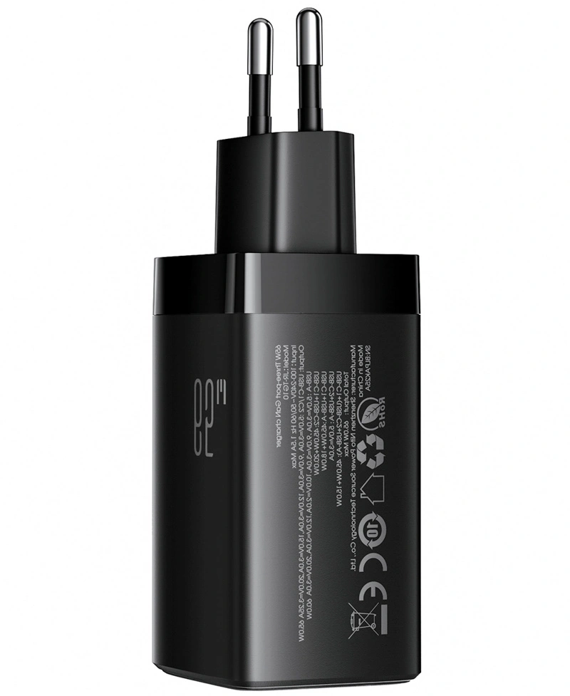 Incarcator Retea Cu Cablu USB-C Joyroom JR-TG10, 65W, 3.25A, 1 x USB-A - 2 x USB-C, Negru