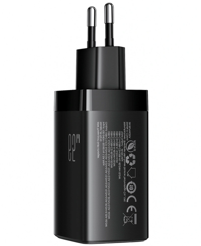 Incarcator Retea Cu Cablu USB-C Joyroom JR-TG10, 65W, 3.25A, 1 x USB-A - 2 x USB-C, Negru