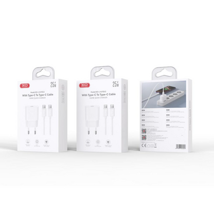 Incarcator Retea Cu Cablu Lightning XO Design L167, 25W, 3A, 1 x USB-C, Alb