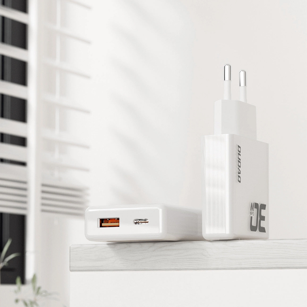 Incarcator Retea cu Cablu USB-C Dudao A30EUT, 30W, 3A, 1 x USB-A - 1 x USB-C, Alb