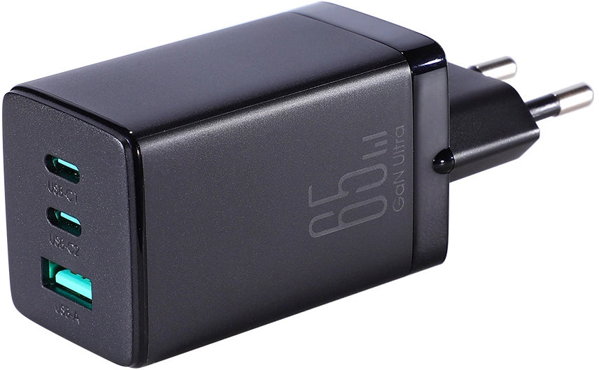 Incarcator Retea Cu Cablu USB-C Joyroom TCG01, 65W, 3.25A, 1 x USB-A - 2 x USB-C, Negru