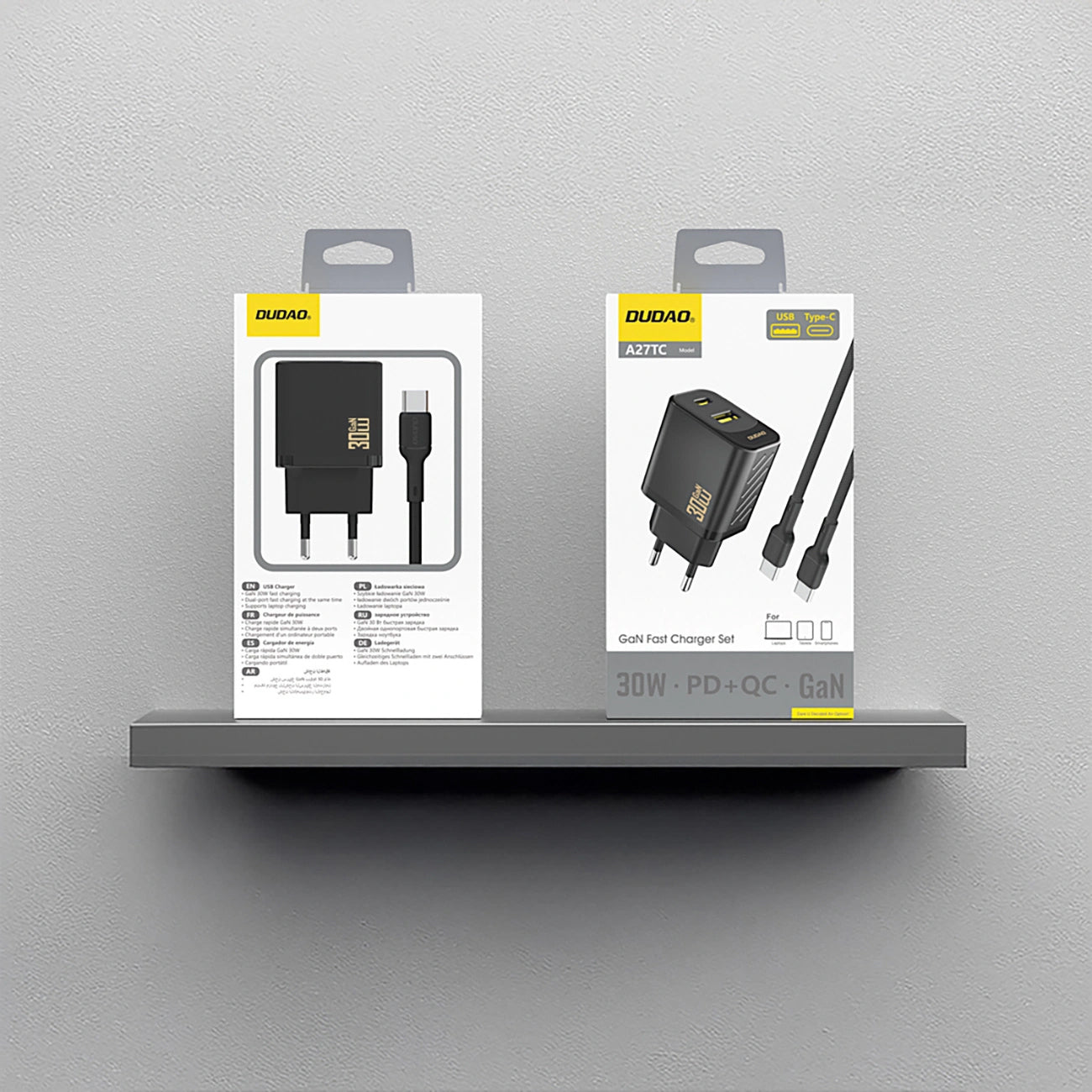 Incarcator Retea Cu Cablu USB-C Dudao A27TCEU, 30W, 1 x USB-A - 1 x USB-C, Negru