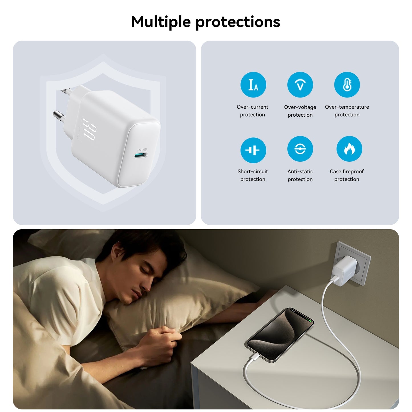 Incarcator Retea Cu Cablu USB-C Joyroom JR-TCF24, 30W, 3A, 1 x USB-C, Alb