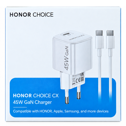 Incarcator Retea Cu Cablu USB-C Honor Choice CP045E, 45W, 3A, 1 x USB-C, Alb 5504ALHP