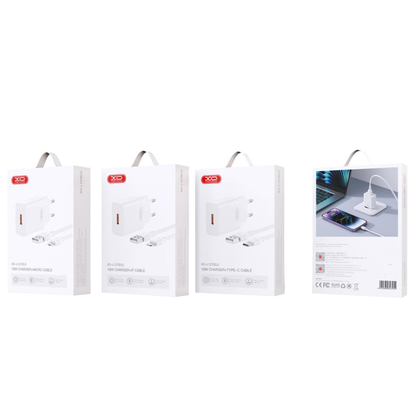 Incarcator Retea Cu Cablu microUSB XO Design L127, 18W, 3A, 1 x USB-A, Alb
