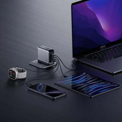 Incarcator Retea Cu Cablu USB-C Cuktech AD1204U Display, 120W, 6A, 1 x USB-A - 2 x USB-C, Argintiu