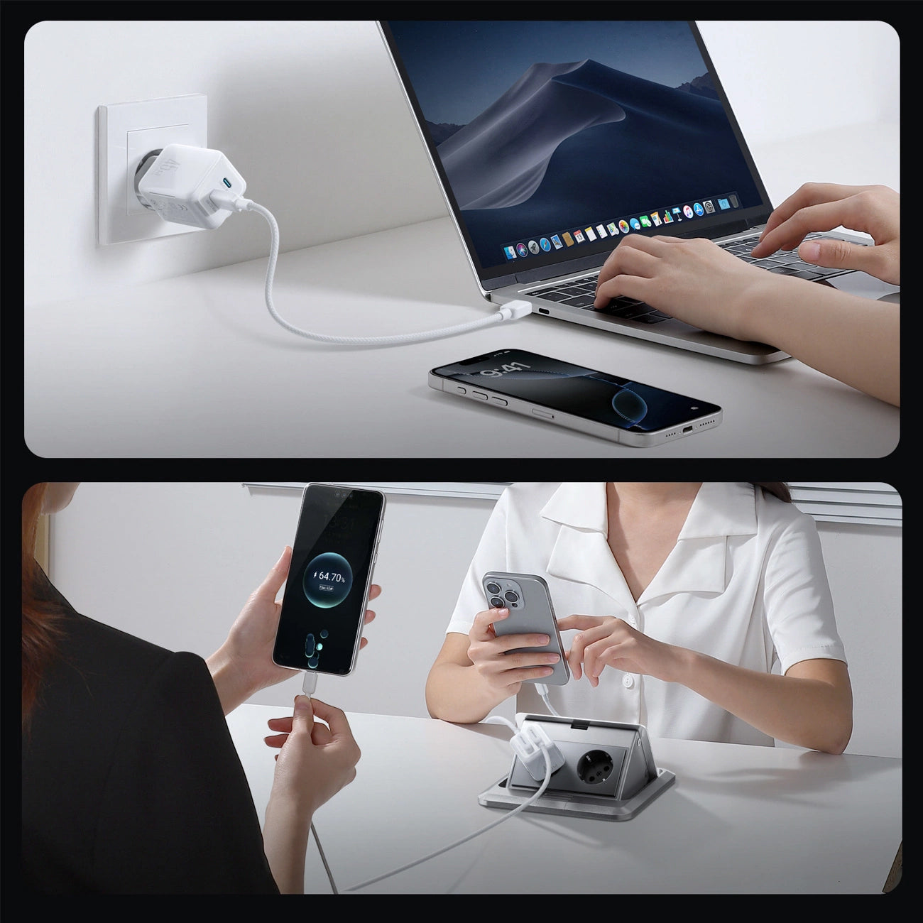 Incarcator Retea Cu Cablu USB-C Joyroom JR-TCL05, 45W, 3A, 2 x USB-C, Alb