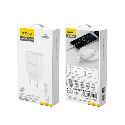 Incarcator Retea Cu Cablu USB-C Dudao A4EU, 10W, 2.1A, 1 x USB-A, Alb