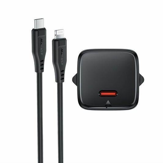 Incarcator Retea Cu Cablu Lightning Acefast A118, 30W, 3A, 1 x USB-C, Negru