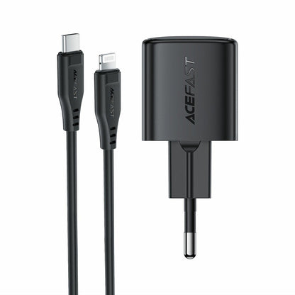 Incarcator Retea Cu Cablu Lightning Acefast A118, 30W, 3A, 1 x USB-C, Negru