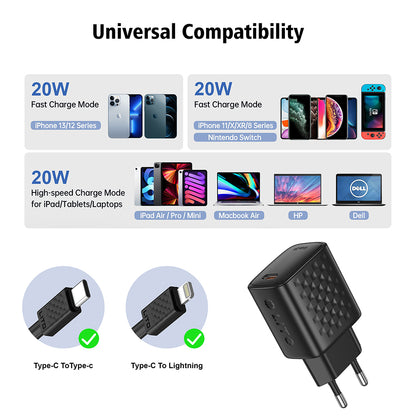 Incarcator Retea Cu Cablu Lightning Lito LC13L, 20W, 3A, 1 x USB-C, Negru