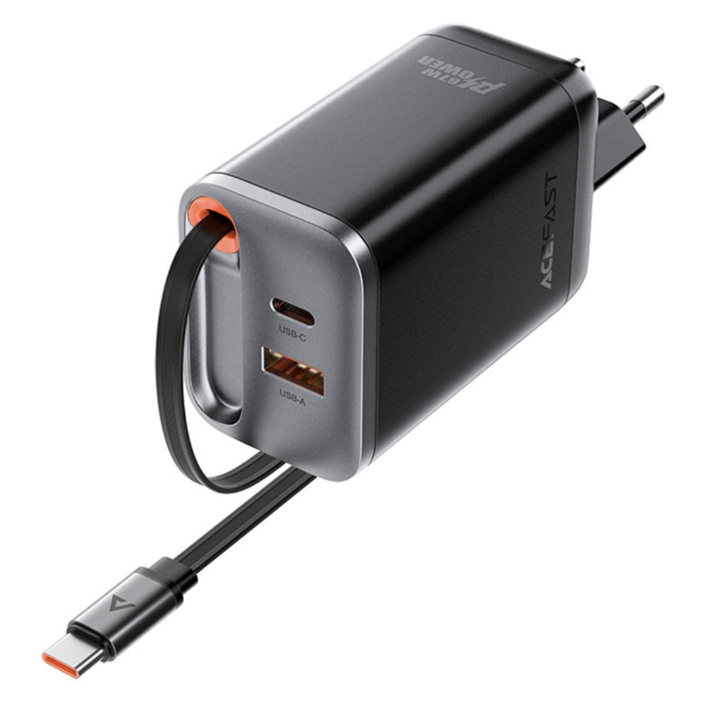 Incarcator Retea Cu Cablu USB-C Acefast A111, 67W, 3A, 1 x USB-A - 1 x USB-C, Negru