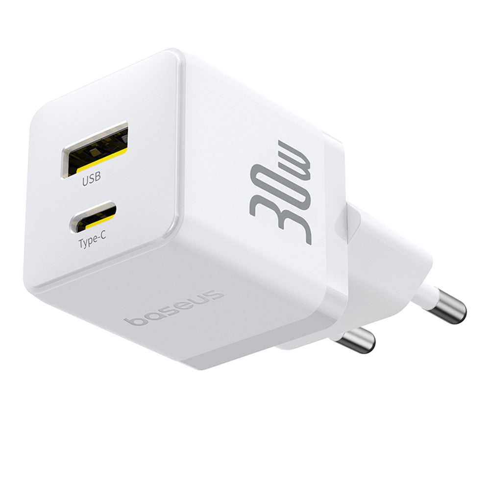Incarcator Retea Cu Cablu USB-C Baseus Palm, 30W, 3A, 1 x USB-A - 1 x USB-C, Alb P1011160A213-01