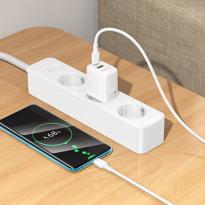 Incarcator Retea Cu Cablu USB-C Borofone BN29 Fuente, 30W, 3A, 1 x USB-A - 1 x USB-C, Alb