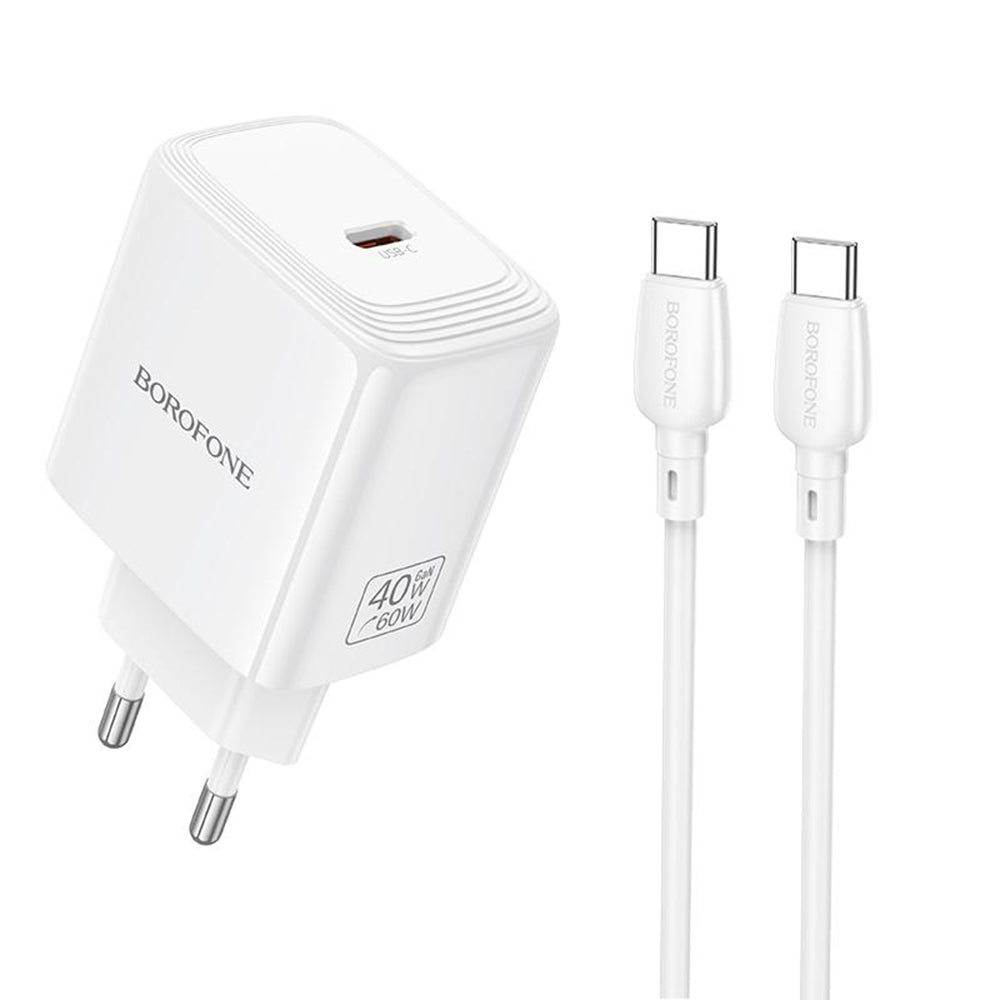 Incarcator Retea Cu Cablu USB-C Borofone BN33 Fuente, 40W, 1 x USB-C, Alb