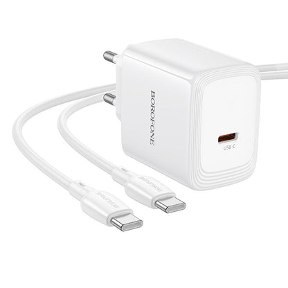 Incarcator Retea Cu Cablu USB-C Borofone BN33 Fuente, 40W, 1 x USB-C, Alb