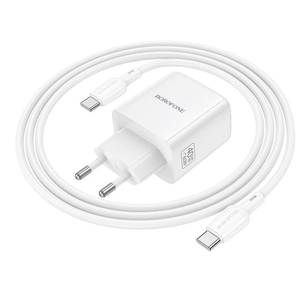 Incarcator Retea Cu Cablu USB-C Borofone BN33 Fuente, 40W, 1 x USB-C, Alb