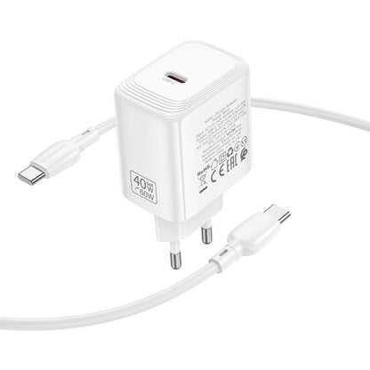 Incarcator Retea Cu Cablu USB-C Borofone BN33 Fuente, 40W, 1 x USB-C, Alb