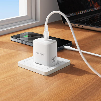 Incarcator Retea Cu Cablu USB-C Borofone BN33 Fuente, 40W, 1 x USB-C, Alb