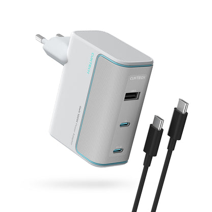 Incarcator Retea cu Cablu USB-C Cuktech, 100W, 5A, 1 x USB-A - 2 x USB-C, Alb CKAD1003EUGW