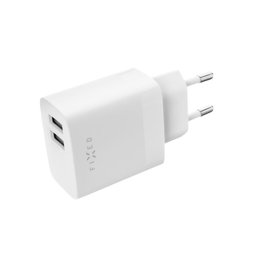 Incarcator Retea Cu Cablu USB-C Fixed, 17W, 3A, 2 x USB-A, Alb