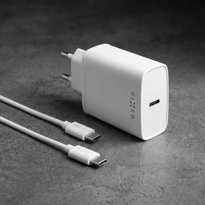 Incarcator Retea Cu Cablu USB-C Fixed, 20W, 3A, 1 x USB-C, Alb