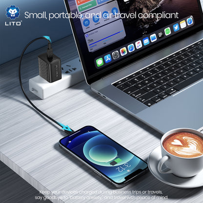 Incarcator Retea Cu Cablu USB-C Lito LC20T, 45W, 3A, 1 x USB-C, Negru
