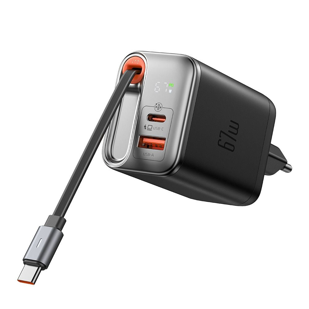 Incarcator Retea Cu Cablu USB-C McDodo CH-4100 FreeGo Display, 67W, 3.35A, 1 x USB-A - 1 x USB-C, Negru
