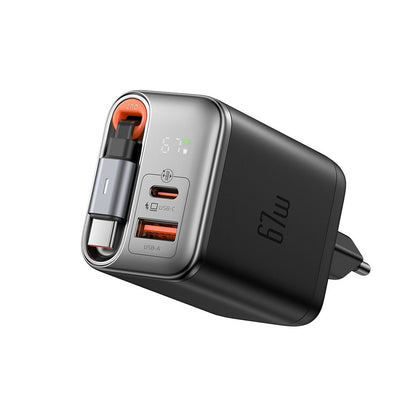 Incarcator Retea Cu Cablu USB-C McDodo CH-4100 FreeGo Display, 67W, 3.35A, 1 x USB-A - 1 x USB-C, Negru