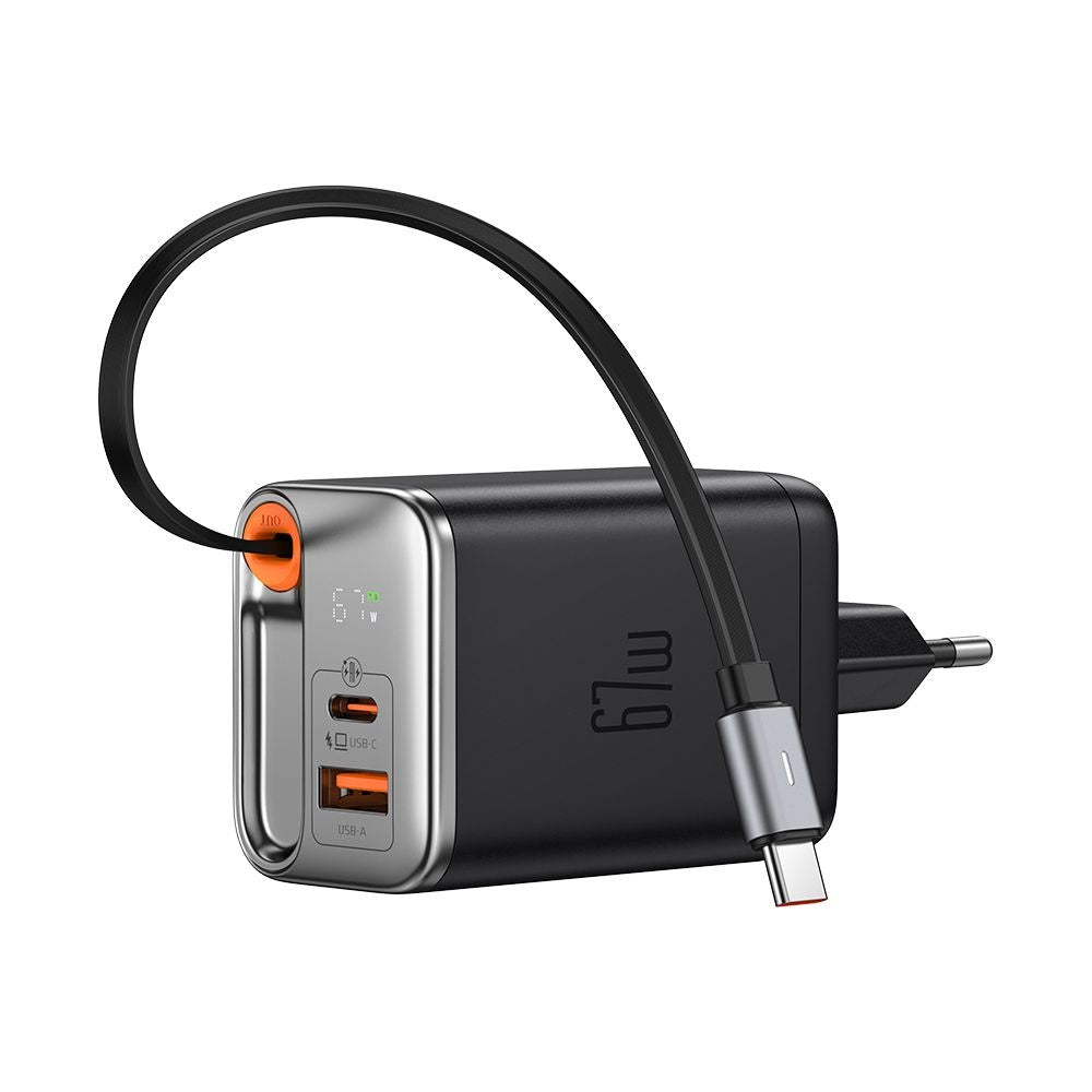 Incarcator Retea Cu Cablu USB-C McDodo CH-4100 FreeGo Display, 67W, 3.35A, 1 x USB-A - 1 x USB-C, Negru