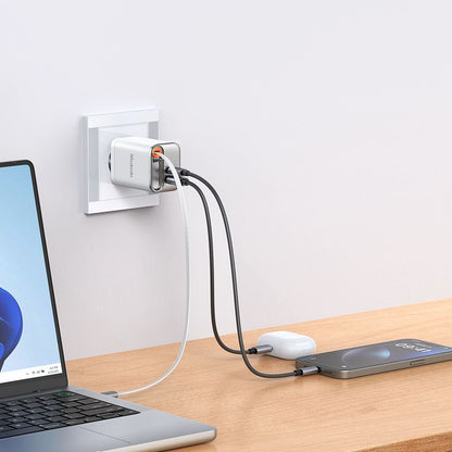 Incarcator Retea Cu Cablu USB-C McDodo CH-4103 FreeGo Display, 67W, 3.35A, 1 x USB-A - 1 x USB-C, Alb