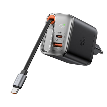 Incarcator Retea Cu Cablu USB-C McDodo CH-4281 FreeGo Display, 40W, 3A, 1 x USB-A - 1 x USB-C, Negru